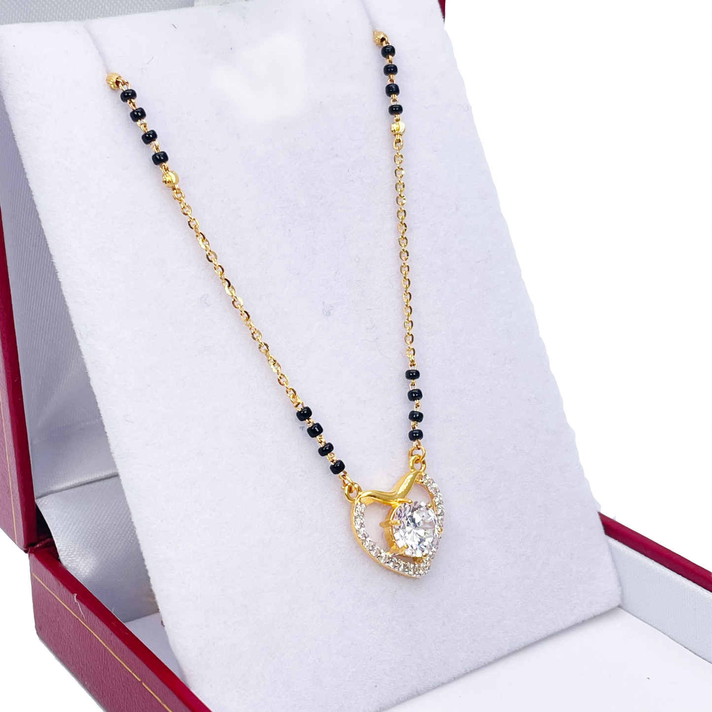 22ct Yellow Gold CZ Heart Mangalsutra Necklace 19