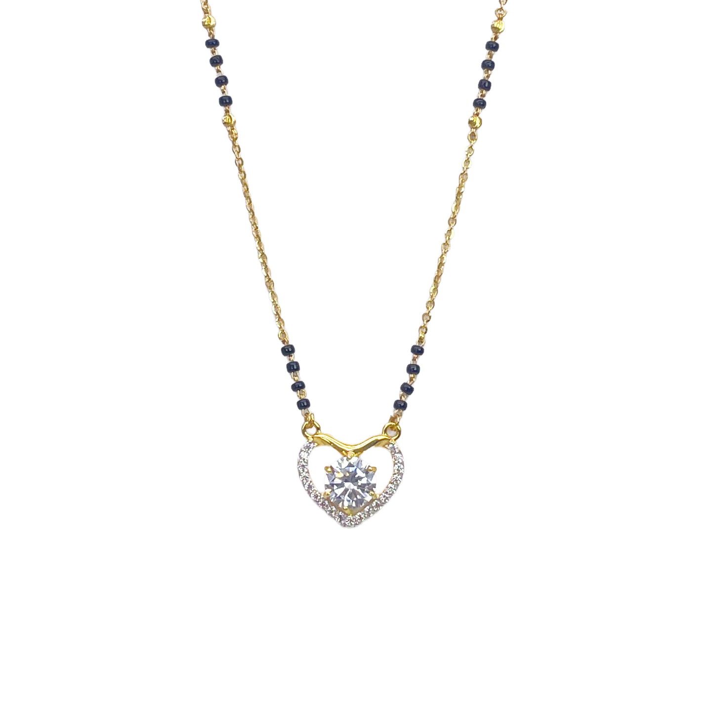 22ct Yellow Gold CZ Heart Mangalsutra Necklace 19