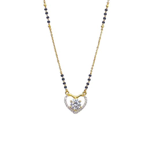 22ct Yellow Gold CZ Heart Mangalsutra Necklace 19