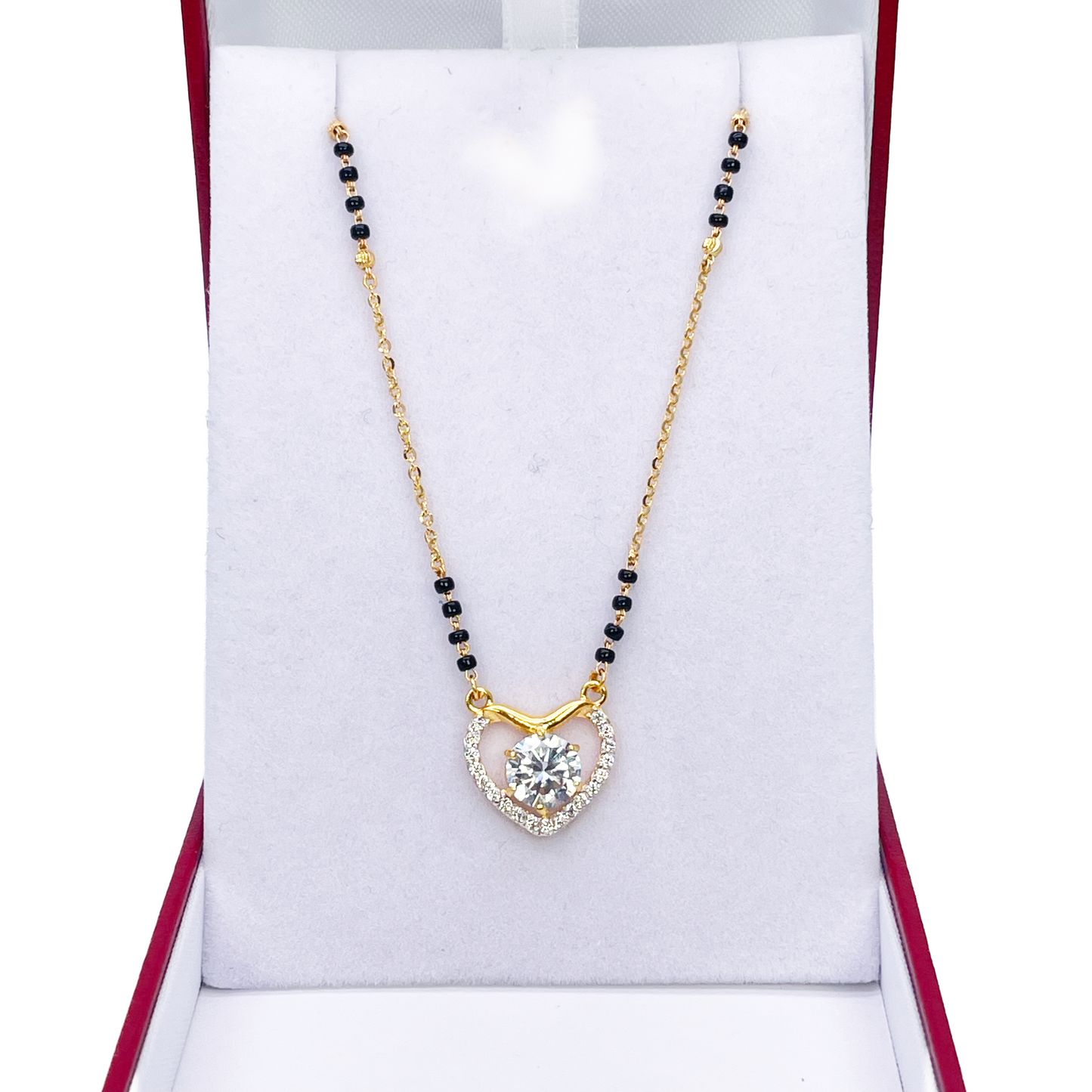 22ct Yellow Gold CZ Heart Mangalsutra Necklace 19