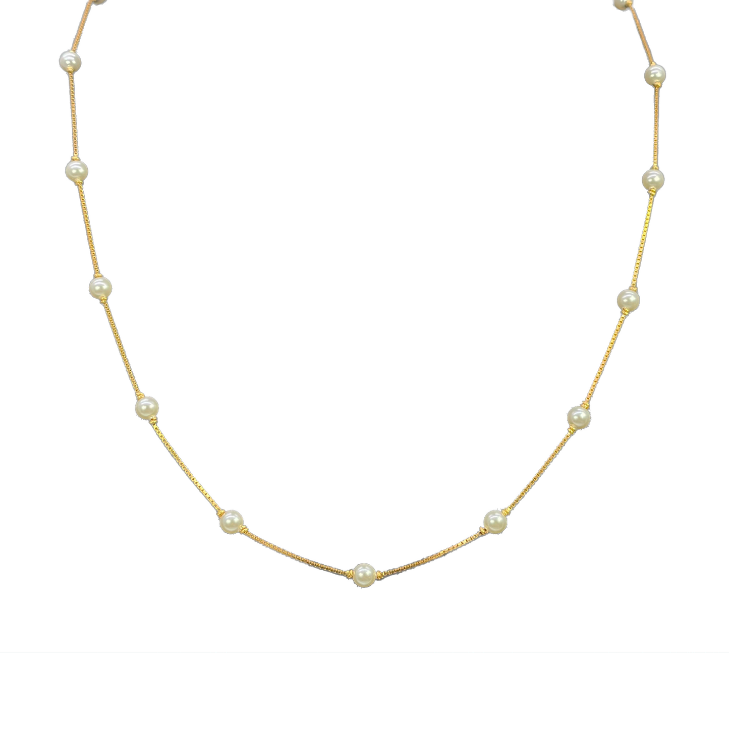 22ct Yellow Gold Elegant Ladies Synthetic Pearl Necklace 18'' inches