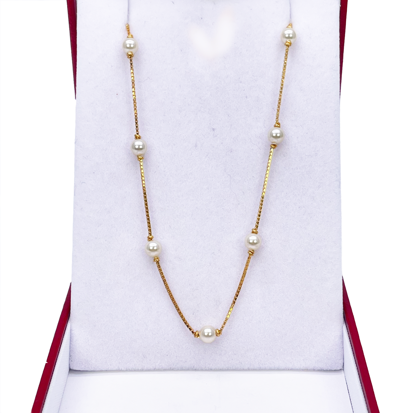 22ct Yellow Gold Elegant Ladies Synthetic Pearl Necklace 18'' inches