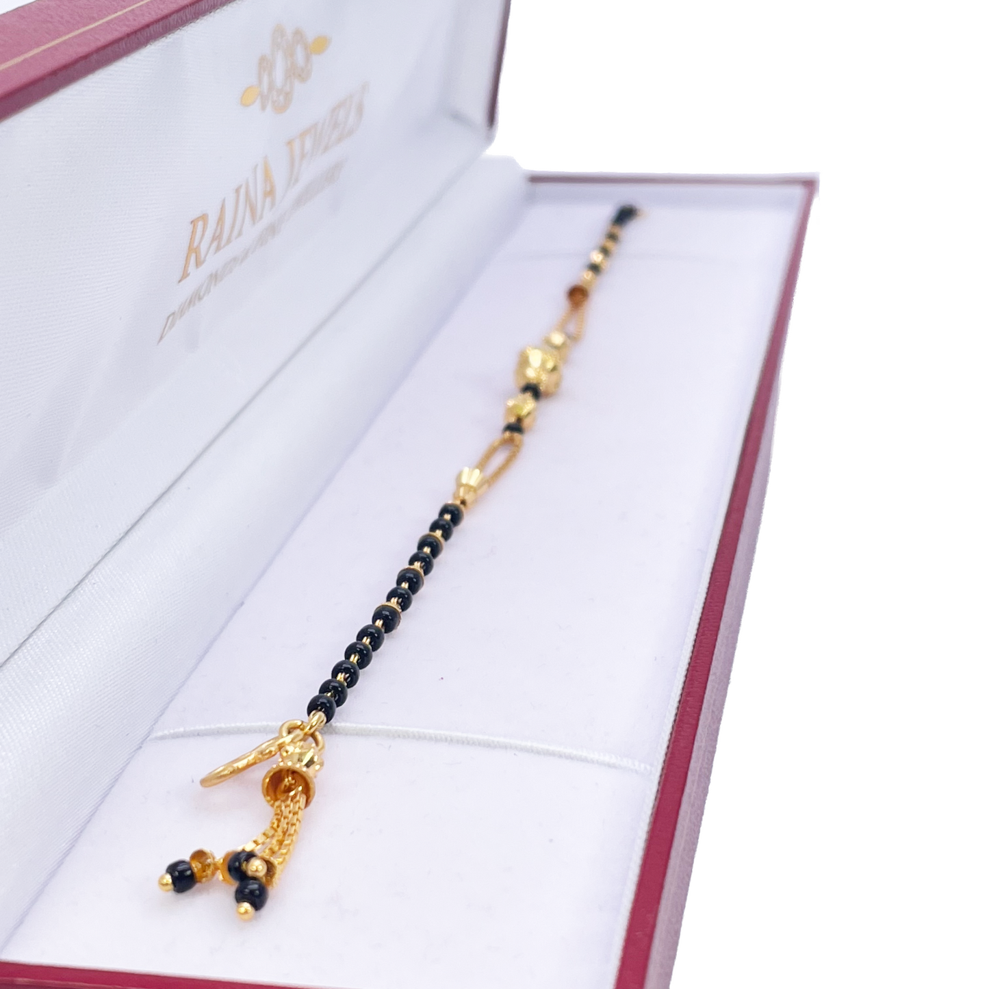 22ct Yellow Gold Diamond Cut Beads Mangalsutra Bracelet 7inches