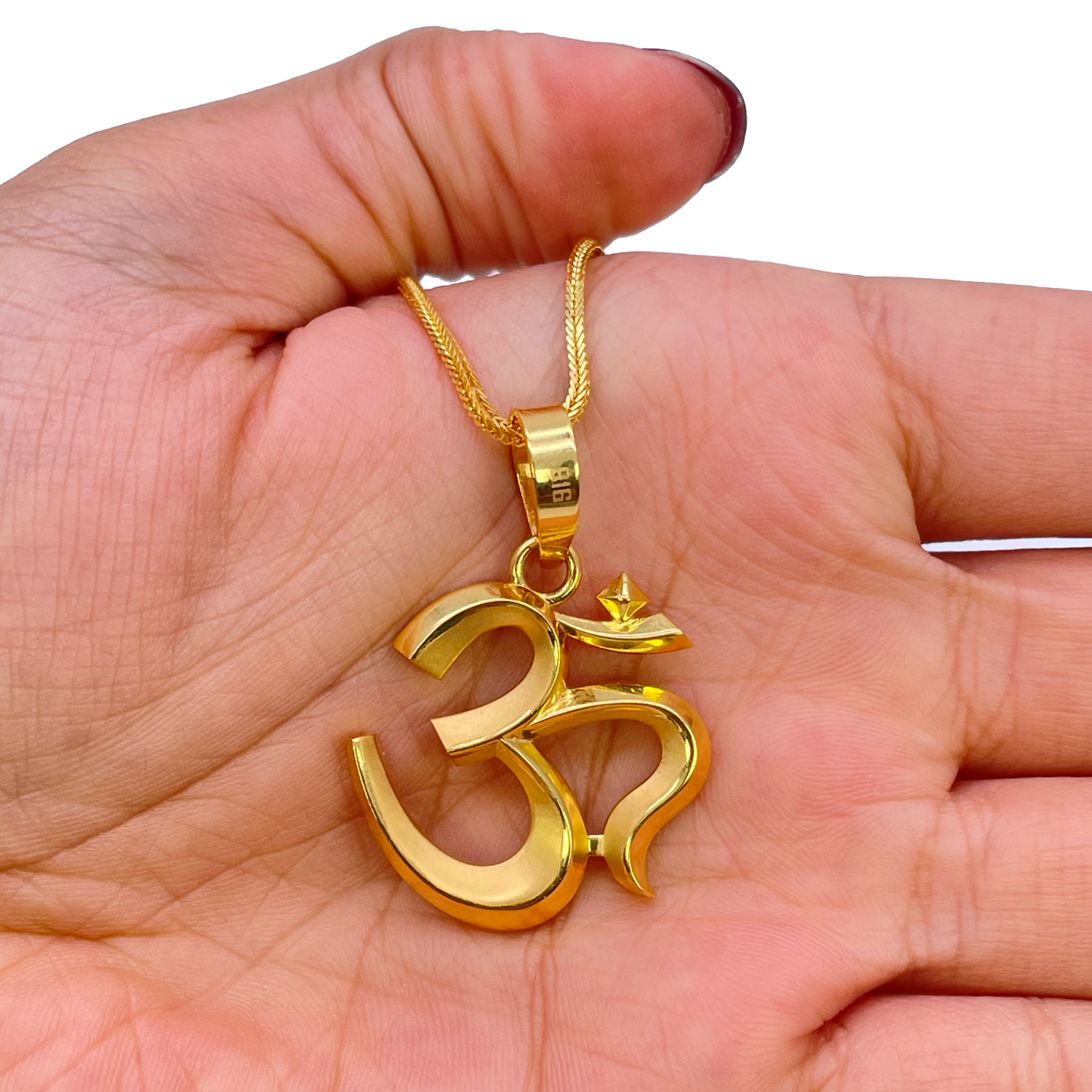 22ct Yellow Gold High Polished & Matt Finish Om Pendant