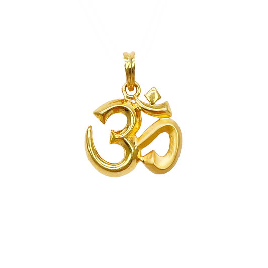 22ct Yellow Gold High Polished & Matt Finish Om Pendant 3.1gm (19x18mm)