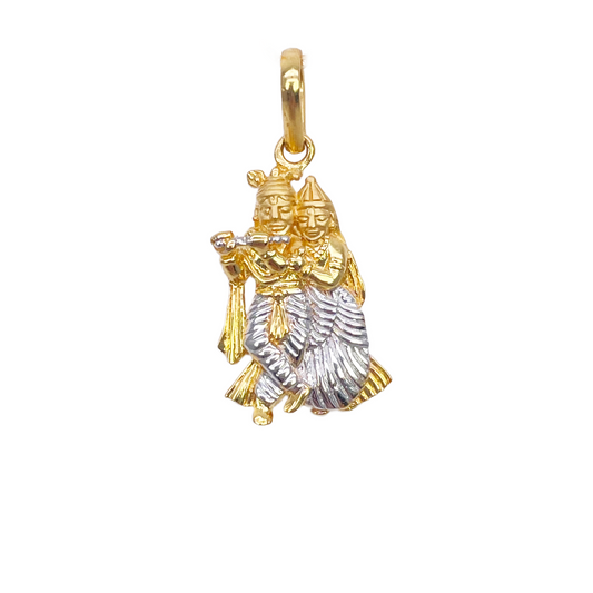 22ct Yellow Gold High Polished & Matt Krishna And Radha Pendant