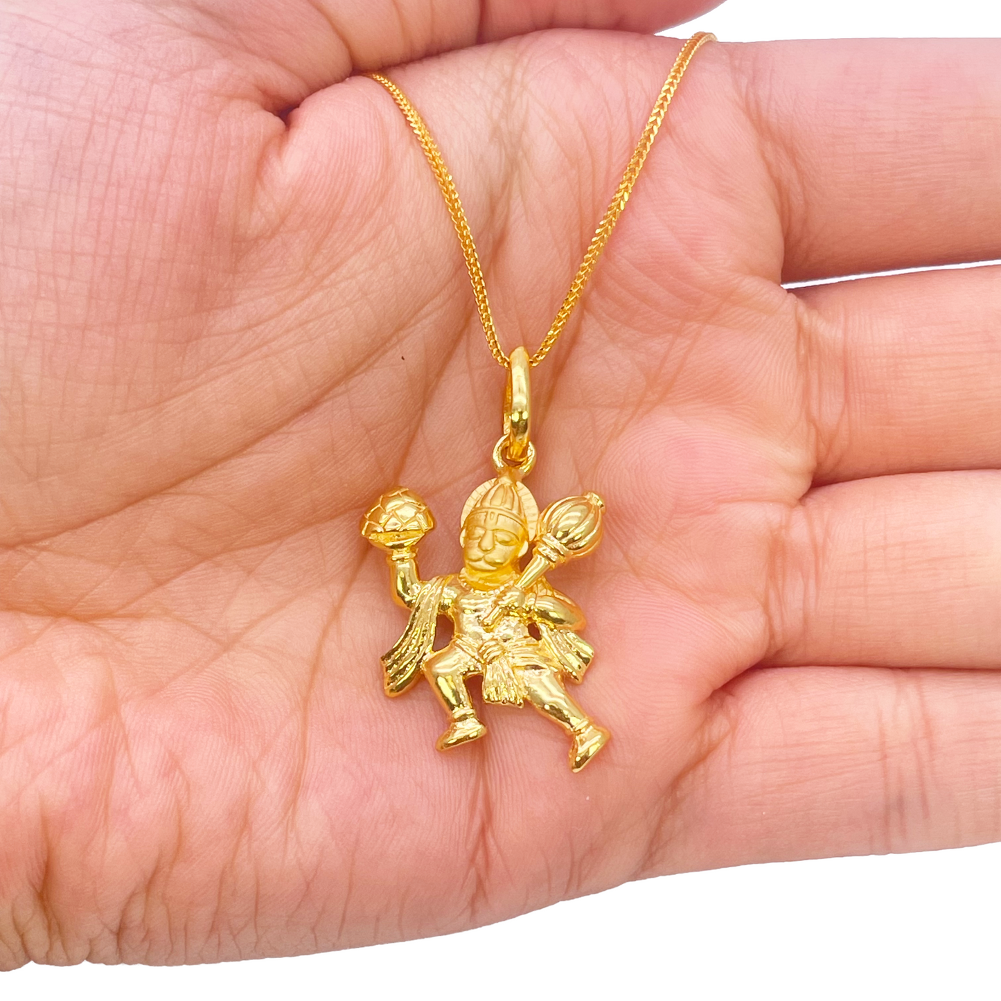 22ct Yellow Gold High Polished & Matt Hanuman Pendant