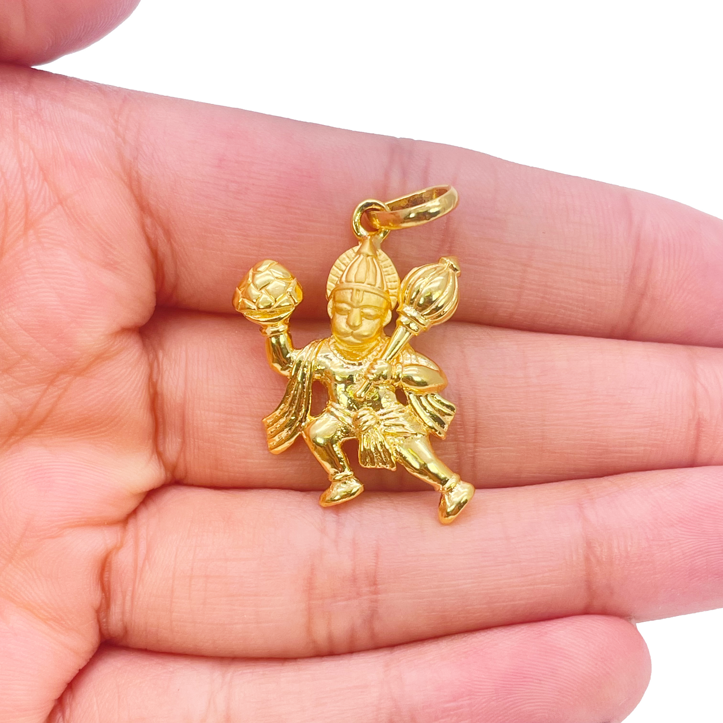 22ct Yellow Gold High Polished & Matt Hanuman Pendant