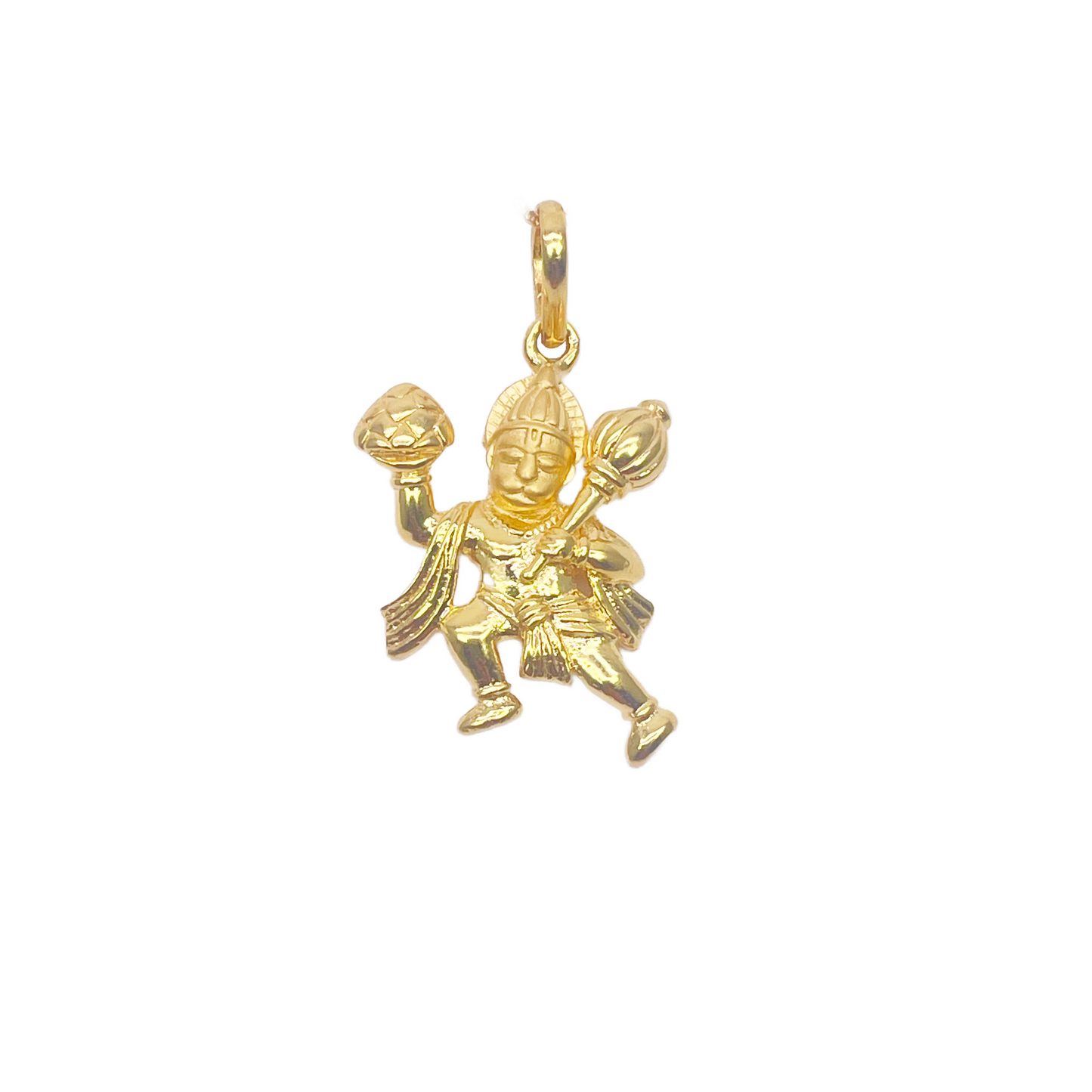 22ct Yellow Gold High Polished & Matt Hanuman Pendant