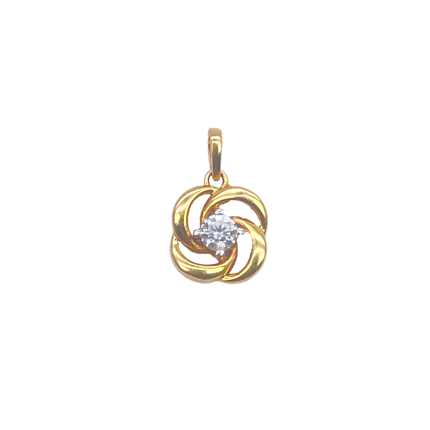 22ct Yellow Gold High Polished CZ Swirl Pendant