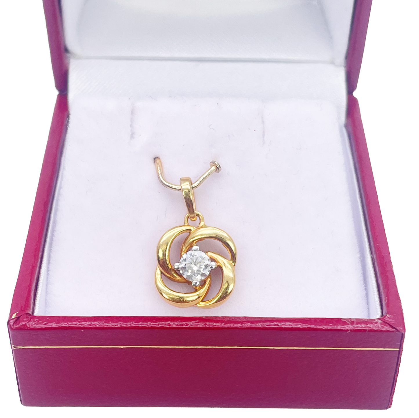 22ct Yellow Gold High Polished CZ Swirl Pendant