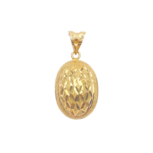 22ct Yellow Gold Diamond Cut Sparkly Oval Shape Pendant