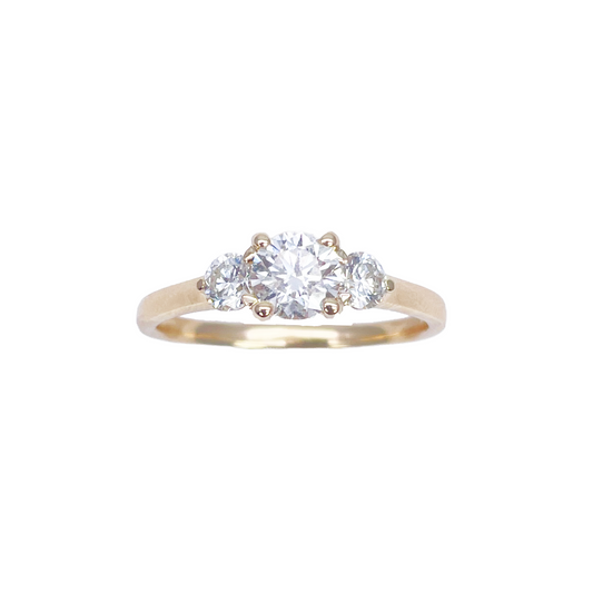 18ct Yellow Gold Natural 3 Stone Diamond Engagement Ring 0.80ct GIA