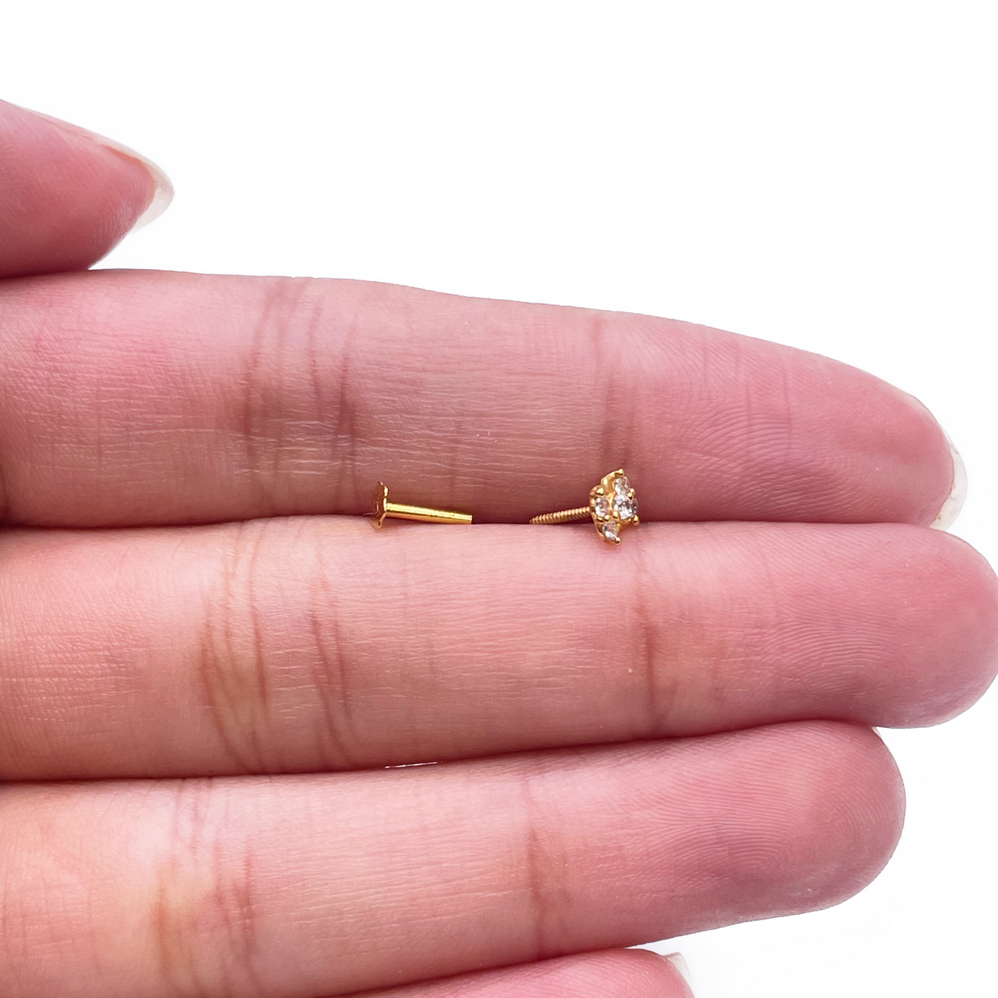 22ct Yellow Gold Cluster Five Cubic Zircon Nose Pin Stud