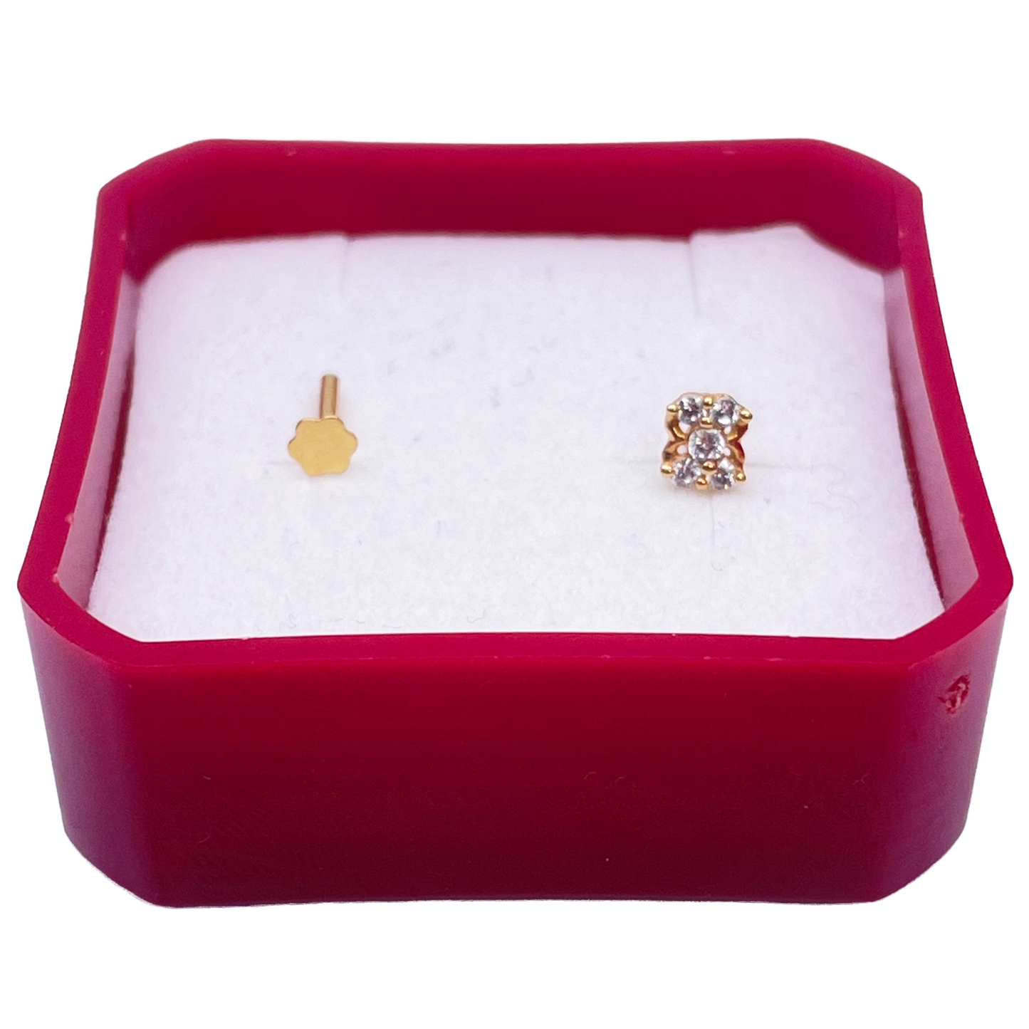 22ct Yellow Gold Cluster Five Cubic Zircon Nose Pin Stud