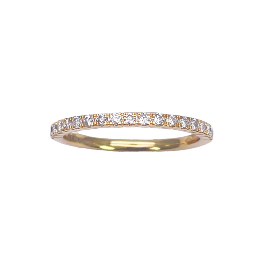 18ct Yellow Gold Round Diamond Half Eternity Band Claw Set 0.26ct