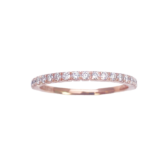 18ct Rose Gold Round Diamond Half Eternity Band Claw Set 0.26ct