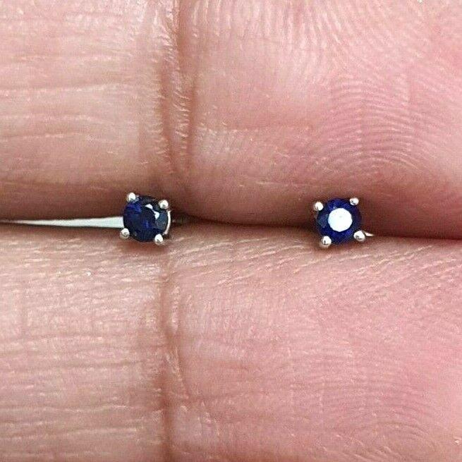 18ct White Gold Blue Sapphire Children's Earrings 0.10cts child friendly safe & secure 