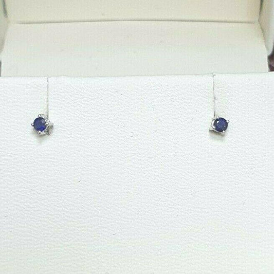 18ct White Gold Blue Sapphire Children's Earrings 0.10cts child friendly safe & secure 