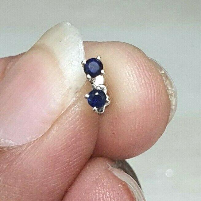 18ct White Gold Blue Sapphire Children's Earrings 0.10cts child friendly safe & secure 