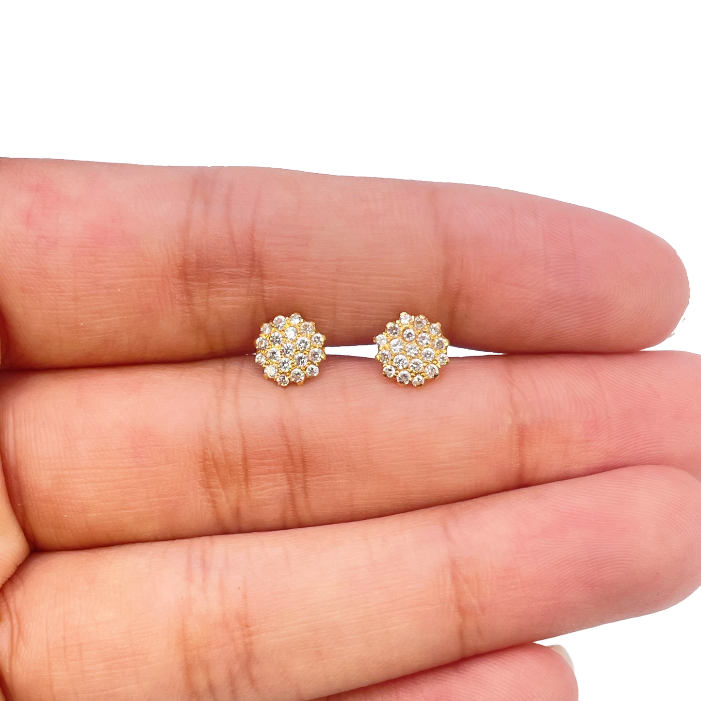 22ct Yellow Gold Fancy Cubic Zirconia Sparkly Stud Earrings