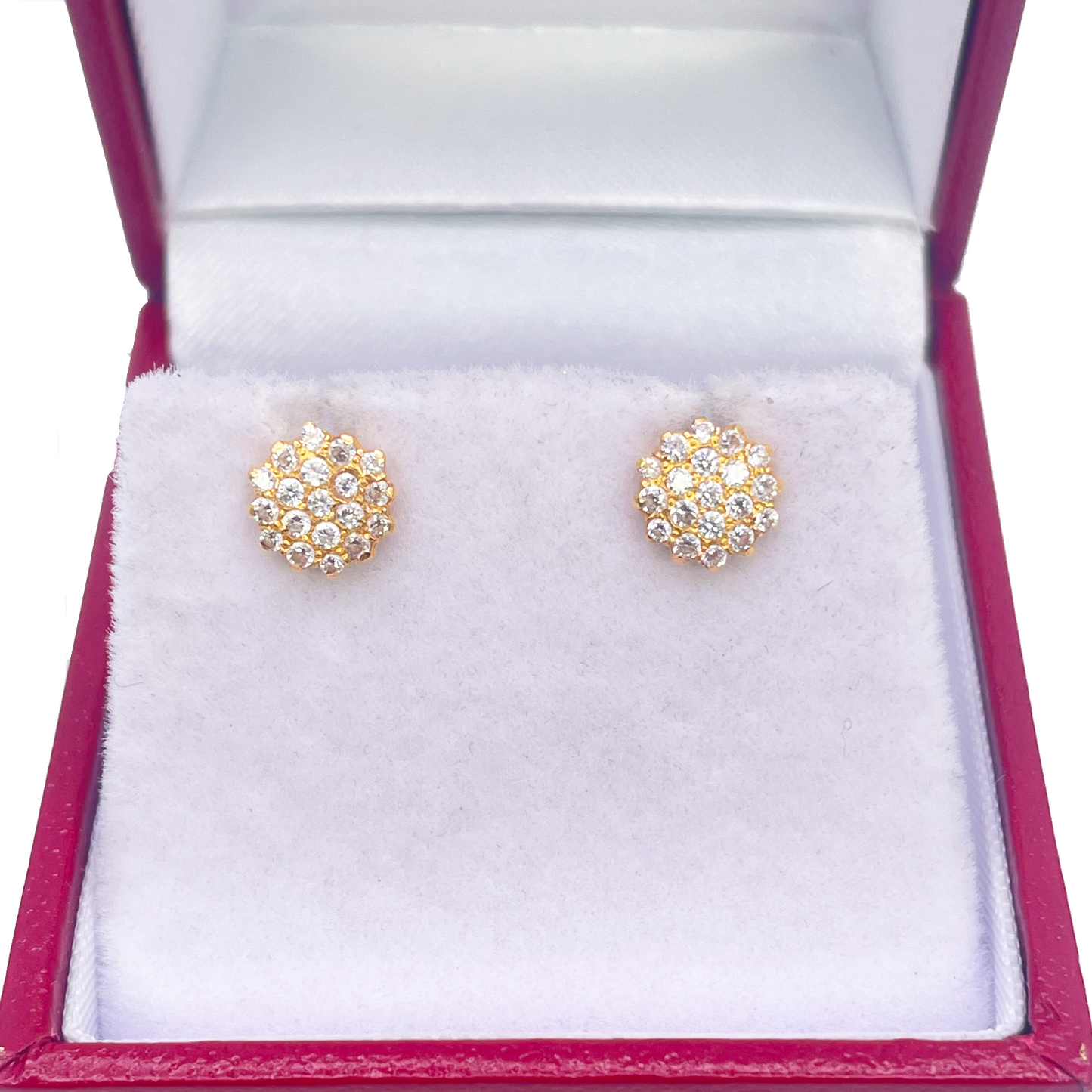 22ct Yellow Gold Fancy Cubic Zirconia Sparkly Stud Earrings