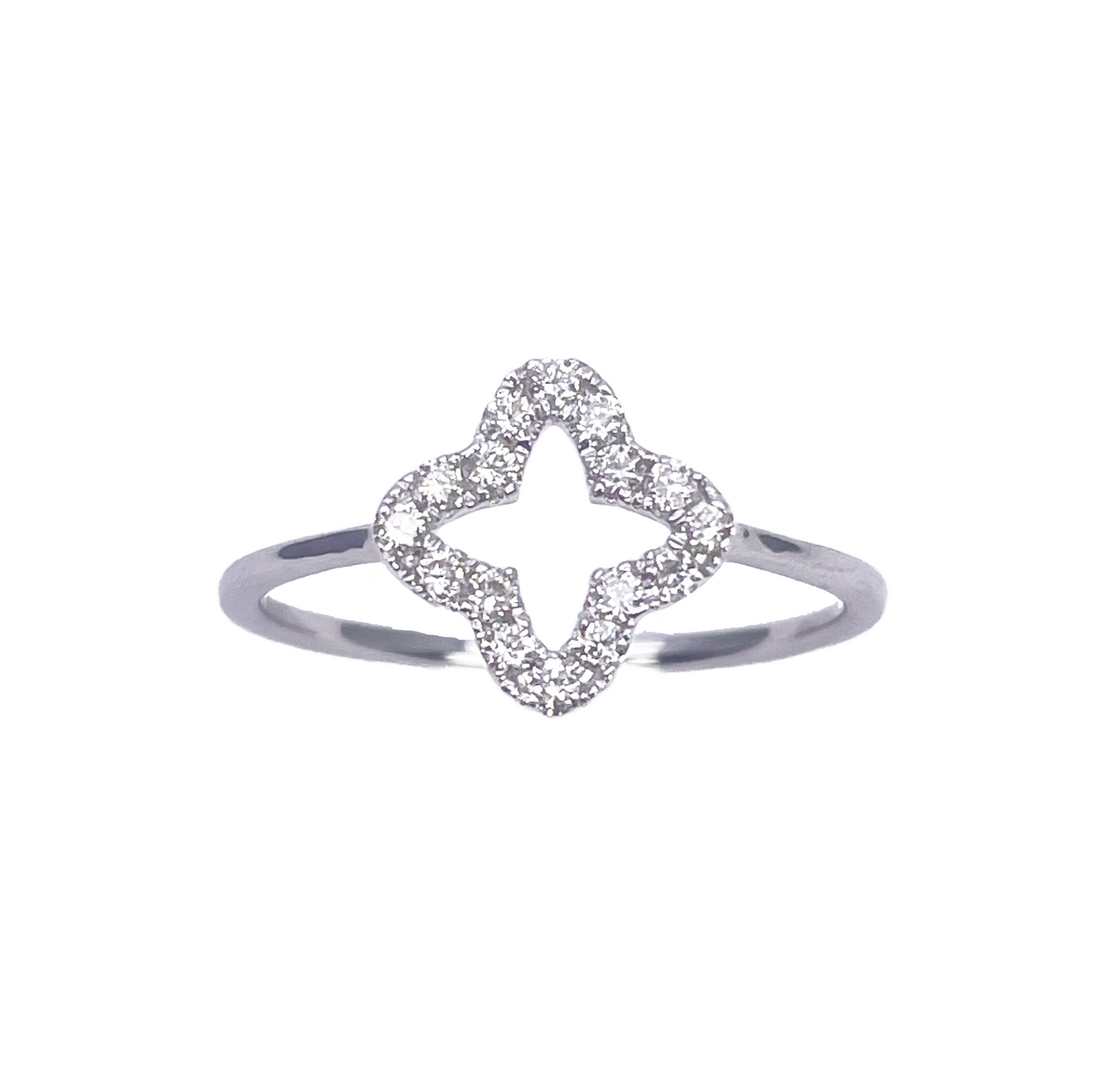 18ct White Gold Diamond Clover/Flower Shaped Ring 0.19ct