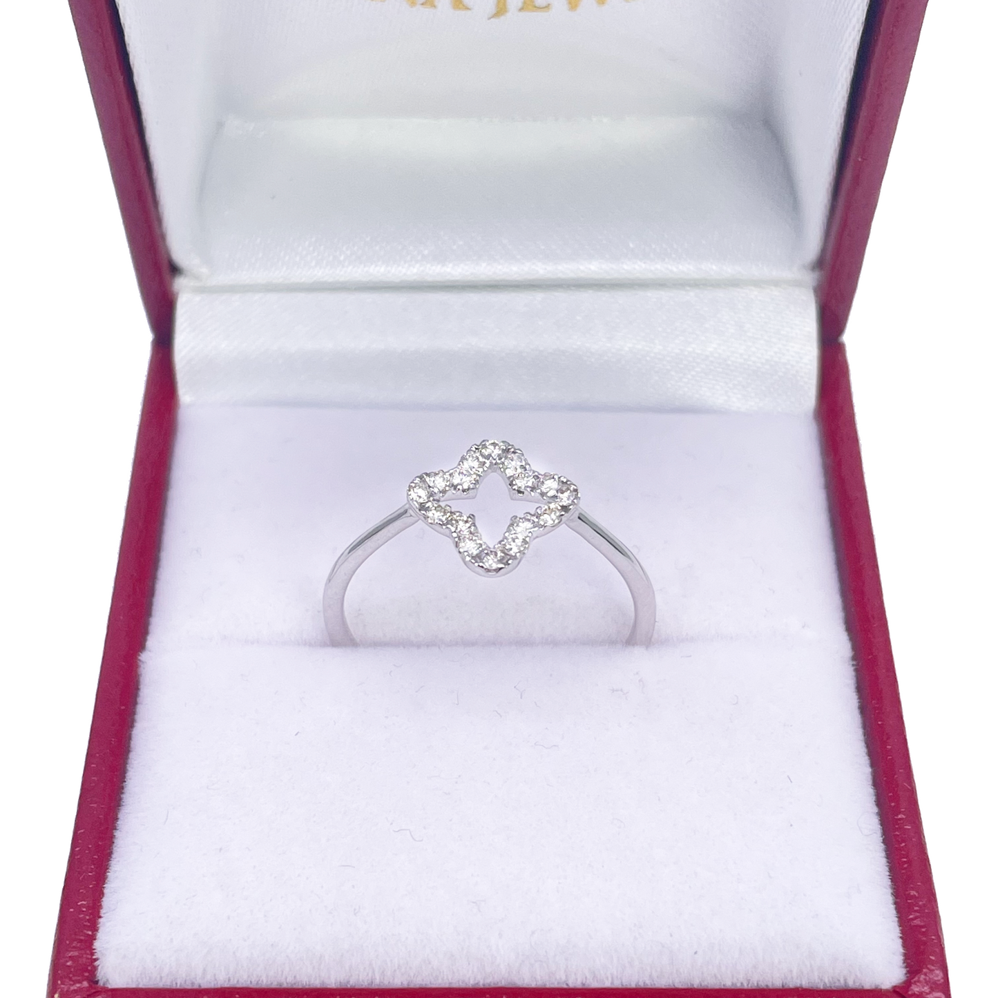 18ct White Gold Diamond Clover/Flower Shaped Ring 0.19ct