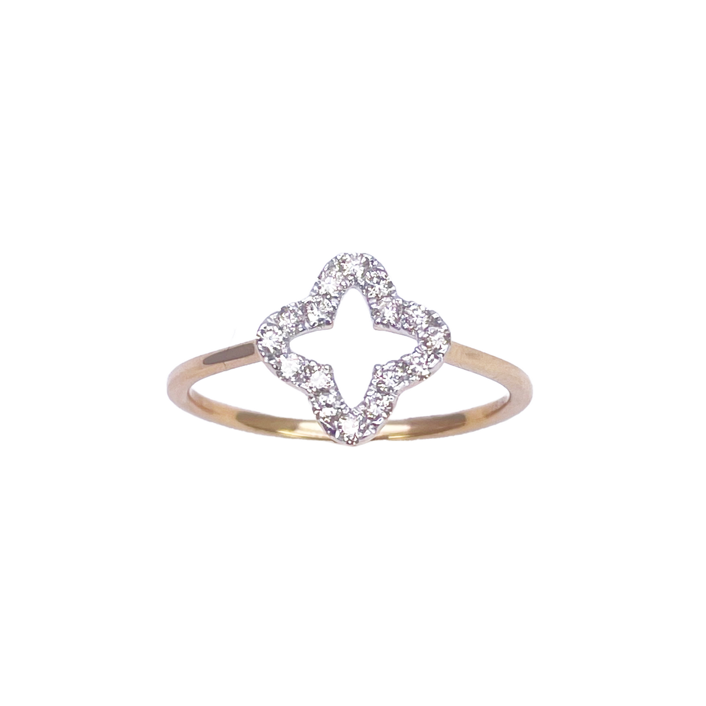 18ct Yellow Gold Diamond Clover/Flower Shaped Ring 0.18ct