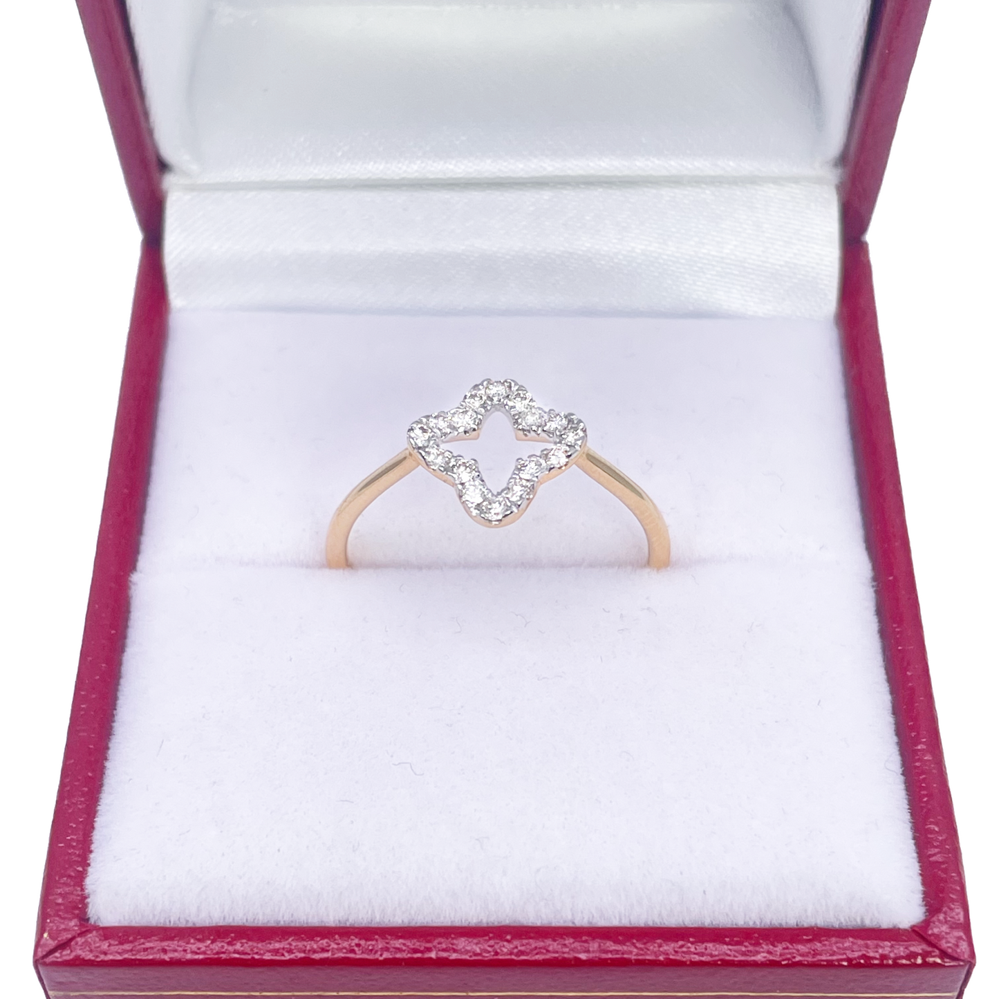 18ct Yellow Gold Diamond Clover/Flower Shaped Ring 0.18ct