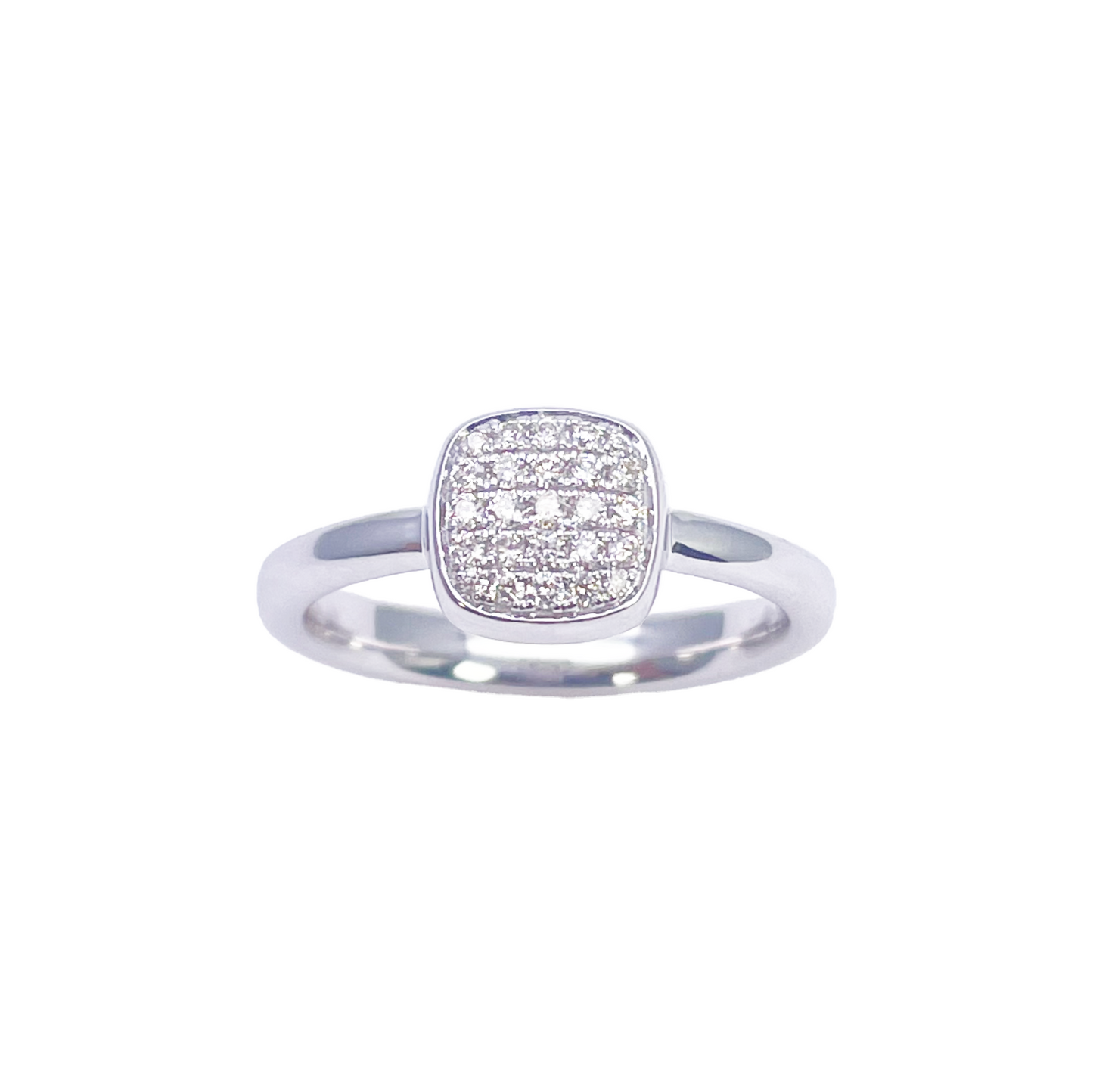 18ct White Gold Elegant Diamond Square Ring 0.15ct