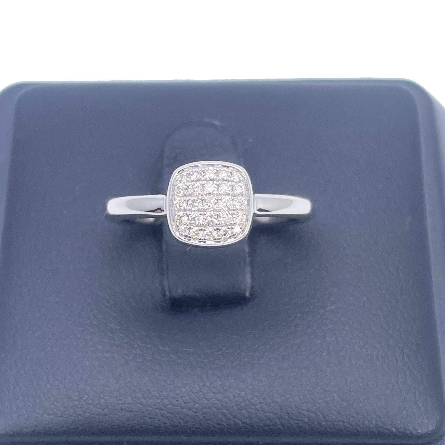 18ct White Gold Elegant Diamond Square Ring 0.15ct