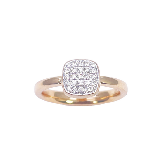 18ct Yellow Gold Elegant Diamond Square Ring 0.16ct