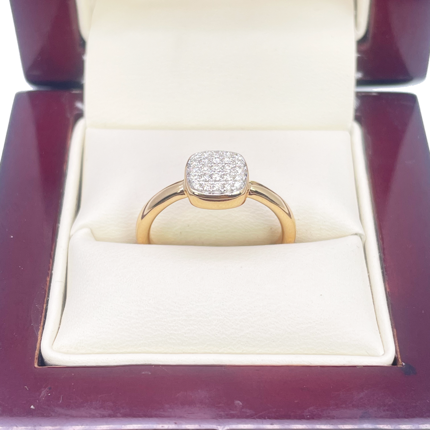 18ct Yellow Gold Elegant Diamond Square Ring 0.16ct