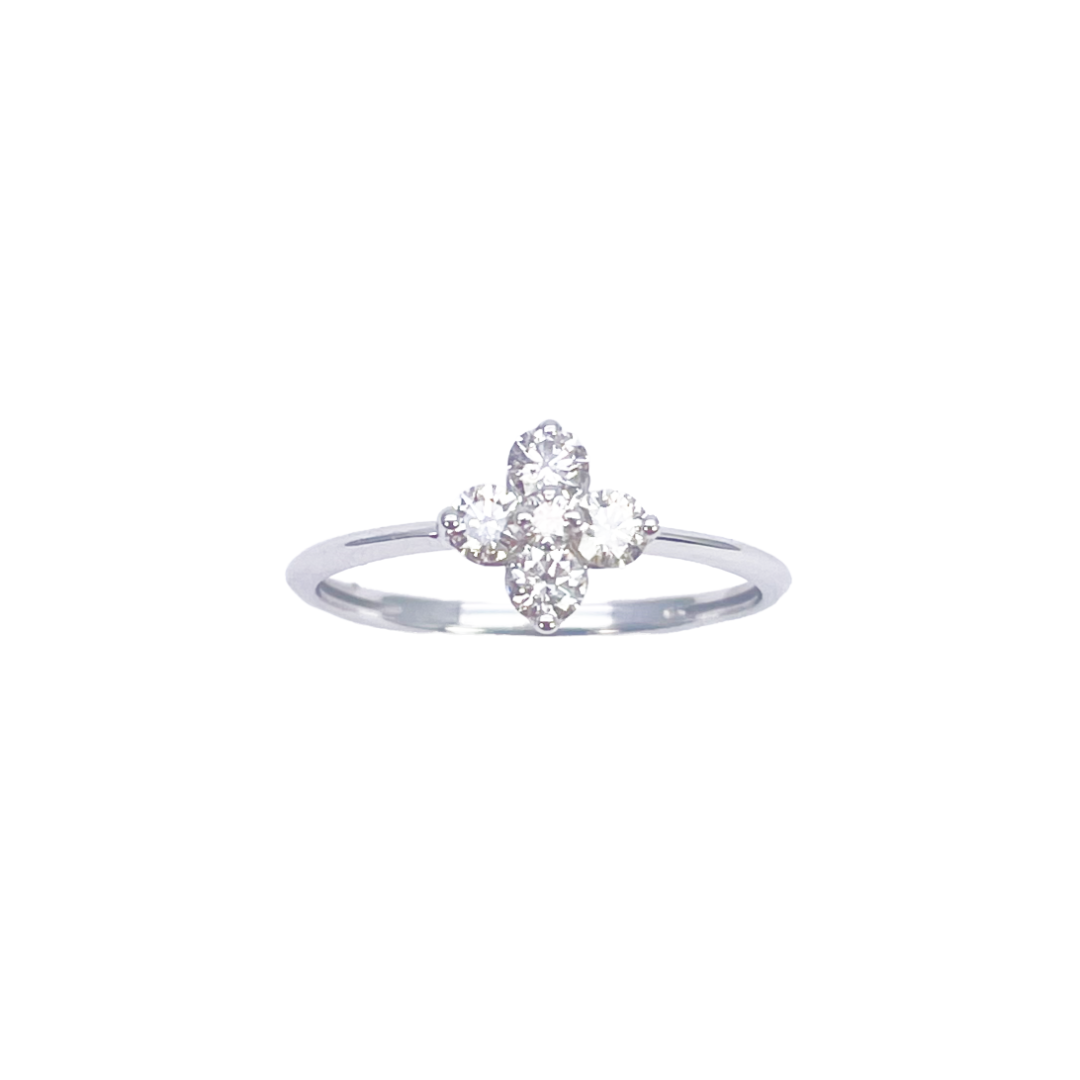 18ct White Gold Small Diamond Flower Ring 0.36ct