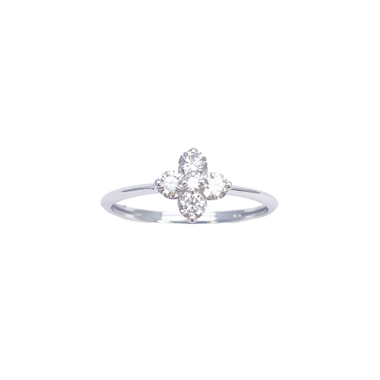 18ct White Gold Small Diamond Flower Ring 0.36ct