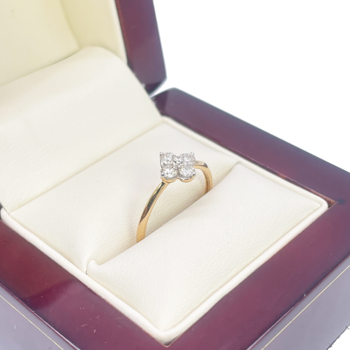 18ct Yellow Gold Small Diamond Flower Ring 0.37ct