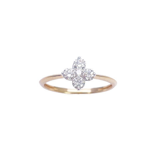 18ct Yellow Gold Small Diamond Flower Ring 0.37ct