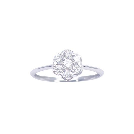 18ct White Gold Elegant Floral Diamond Ring 0.39ct