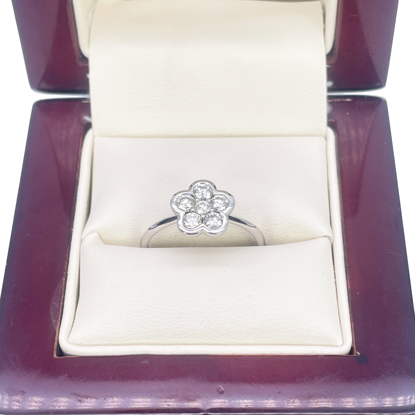 18ct White Gold Elegant Floral Diamond Ring 0.46ct