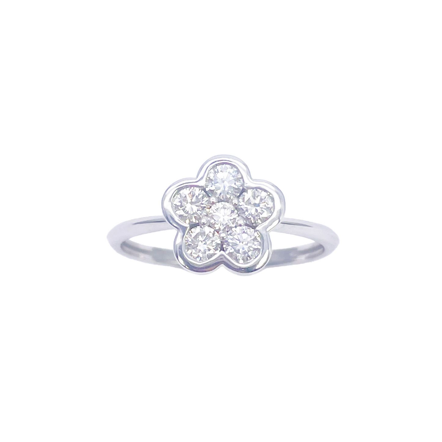 18ct White Gold Elegant Floral Diamond Ring 0.46ct