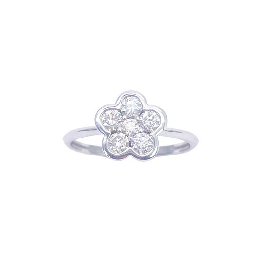 18ct White Gold Elegant Floral Diamond Ring 0.46ct