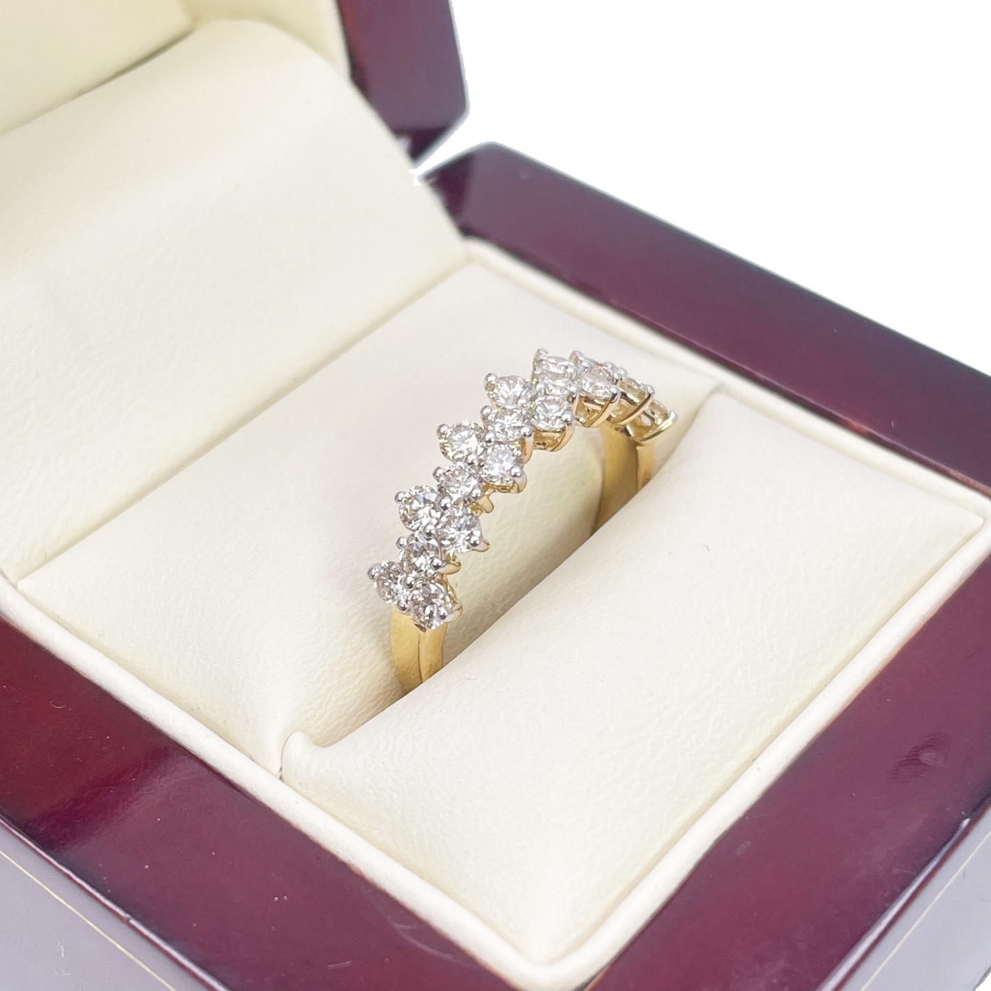 18ct Yellow Gold Prong Diamond Half Eternity Band 1.04ct