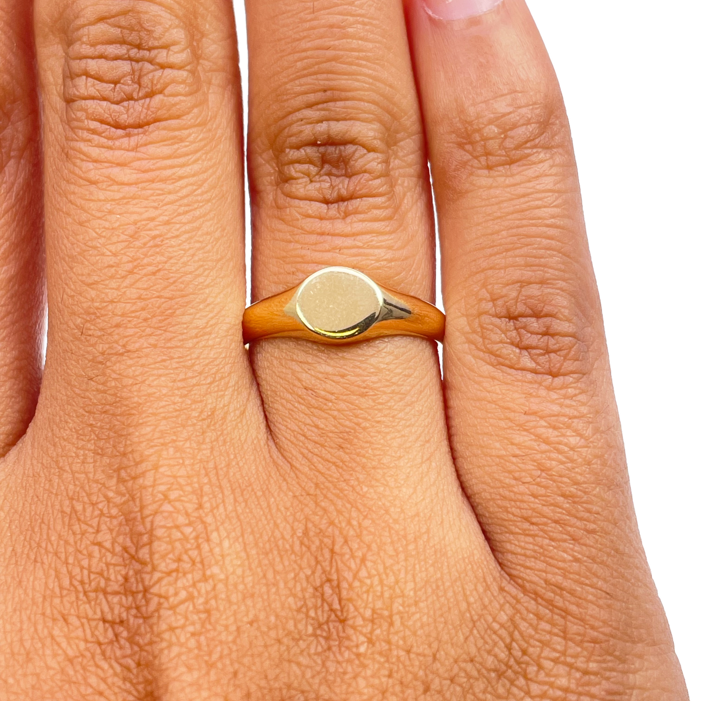 22ct Yellow Gold High Polished Round Women's Signet Ring