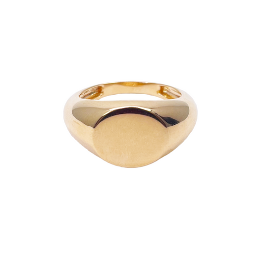 22ct Yellow Gold High Polished Round Gents Signet Pinky Ring