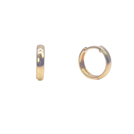 18ct Yellow Gold Pair Of Hoop Huggie Earrings 9.5mm Diameter