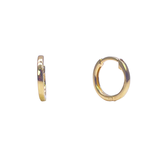 18ct Yellow Gold Pair Of Hoop Huggie Earrings 10mm Diameter