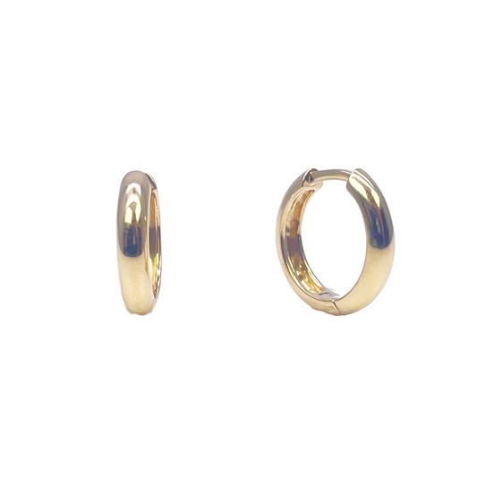 18ct Yellow Gold Pair Of Hoop Huggie Earrings 10.8mm Diameter