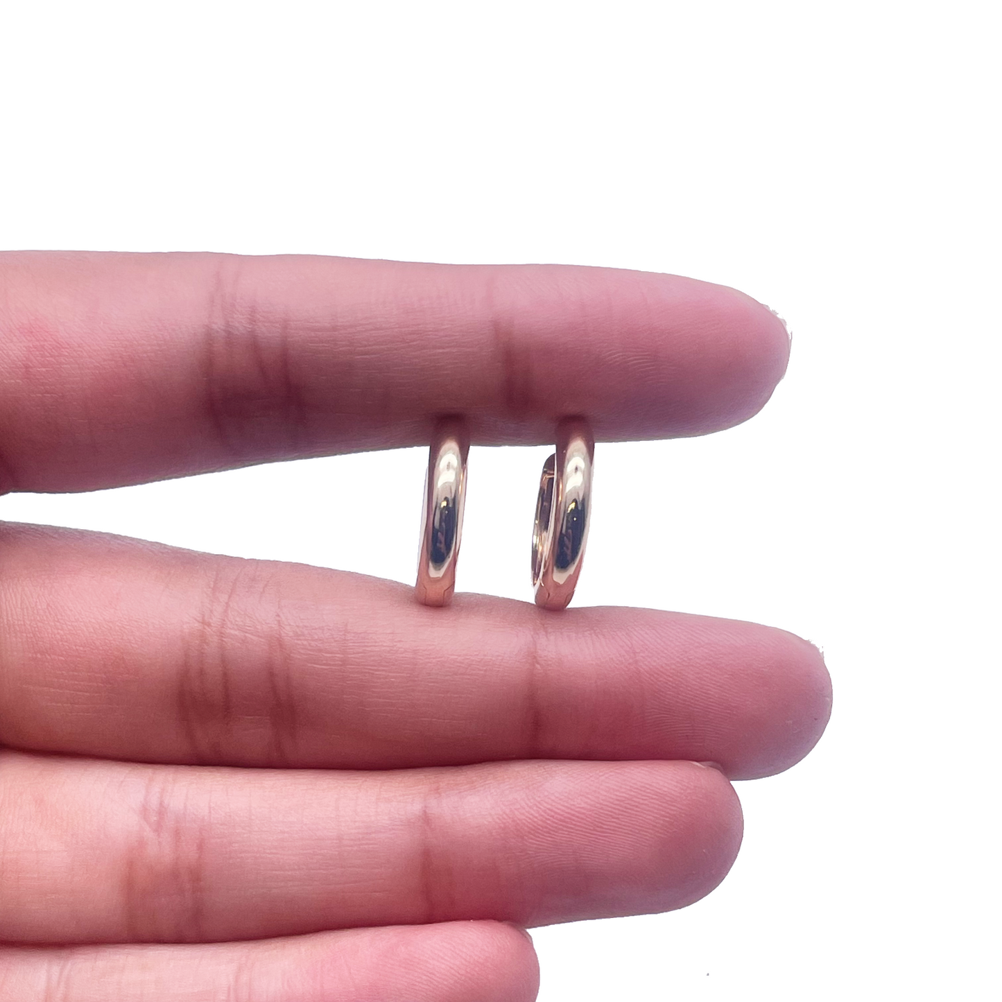 18ct Yellow Gold Pair Of Hoop Huggie Earrings 10.8mm Diameter