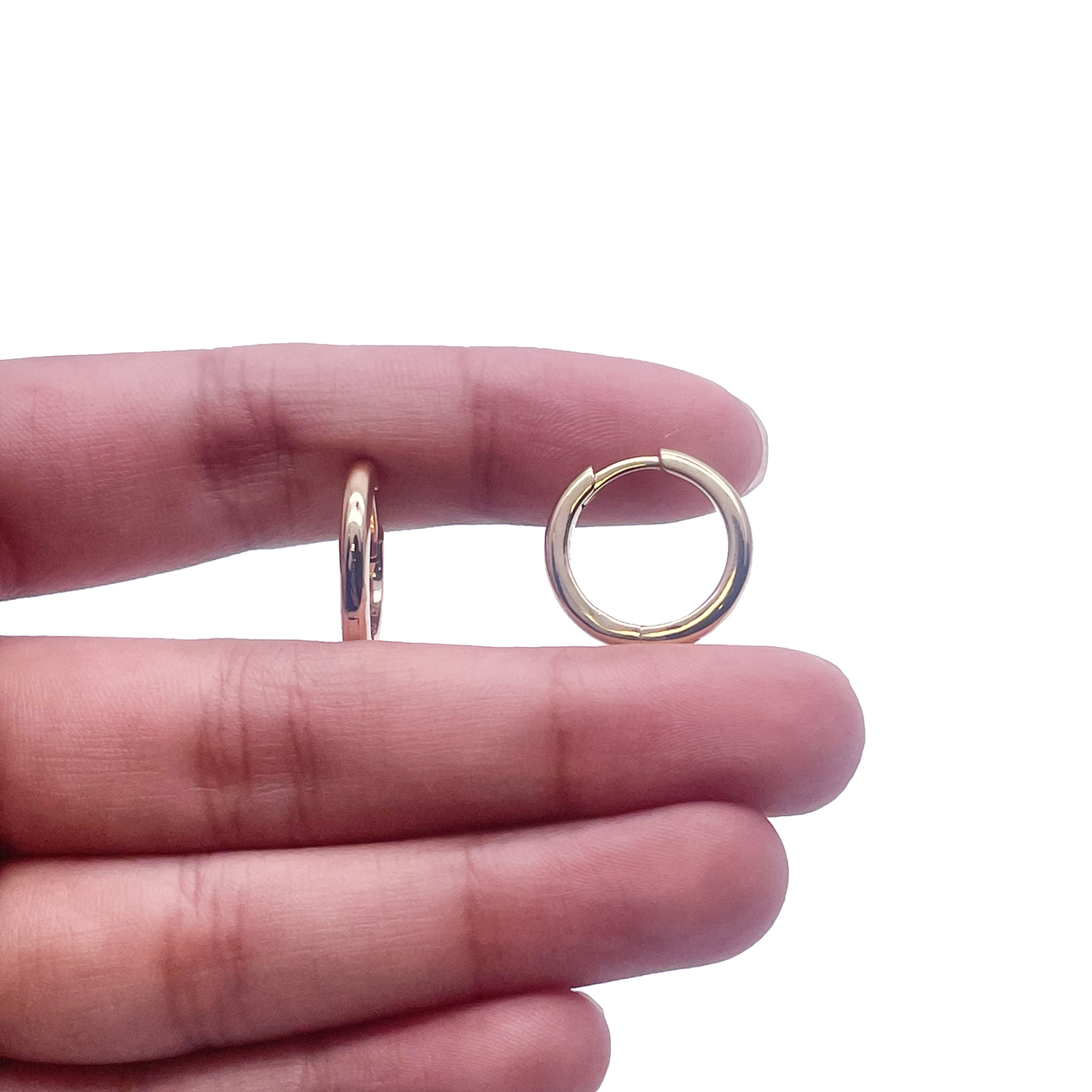 18ct Yellow Gold Pair Of Hoop Huggie Earrings 12.4mm Diameter